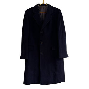 Vintage Malcolm Kenneth Long Navy Wool Cashmere Coat Size 40